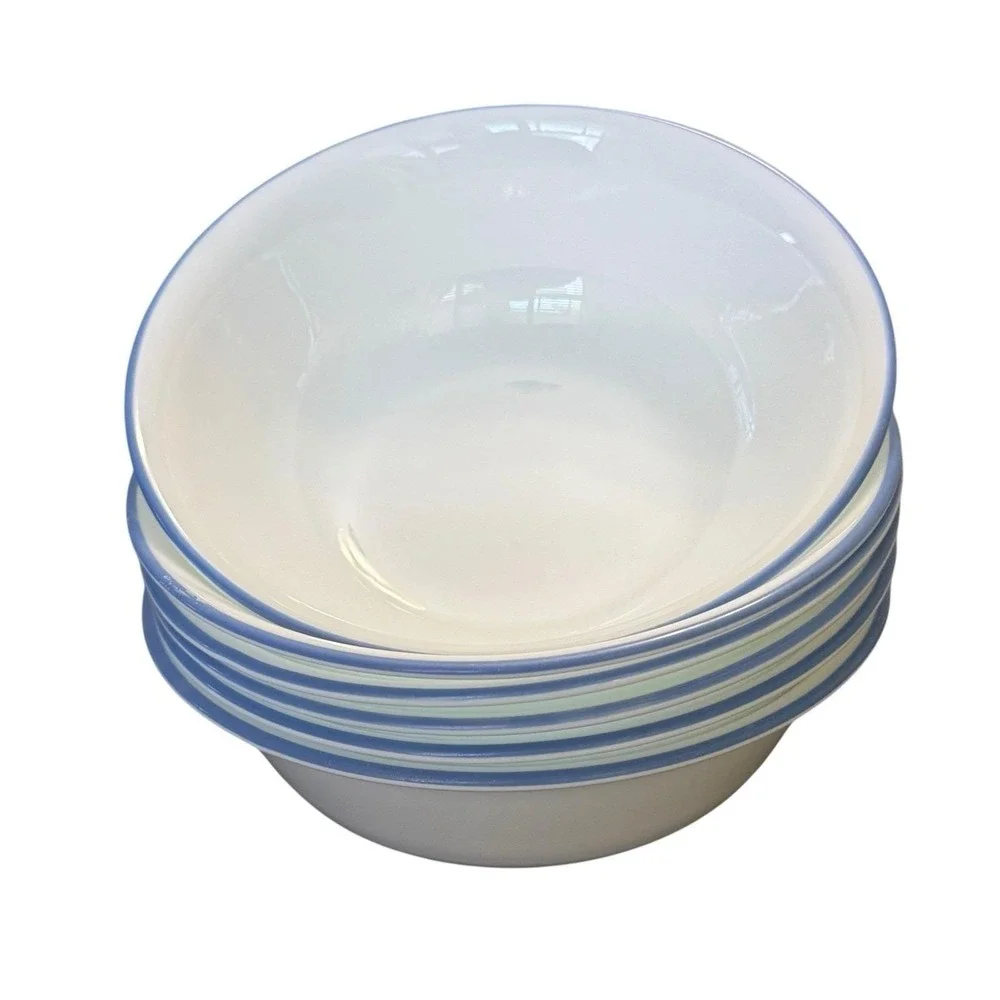 Corelle Vitrelle Set Of 6 MediumBlue Band 6 1/4 Inch Cereal Bowls Brand New